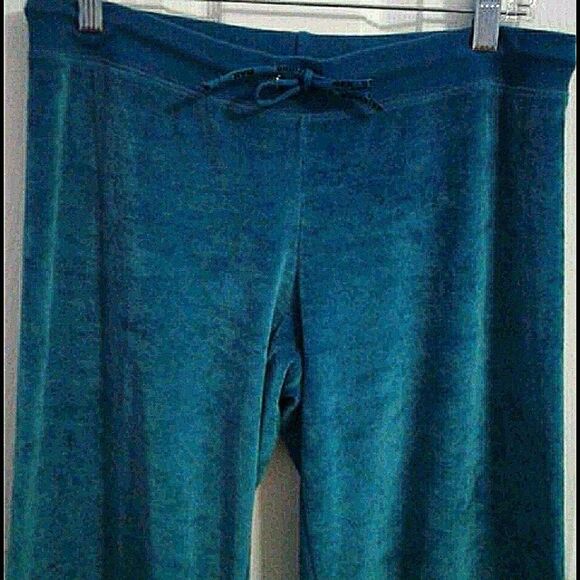 Max Studio Turquoise Velour Soft Comfy Cozy Loungewear Flare Pull On Pants - Picture 2 of 5